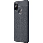 CaseStreet Xiaomi Redmi 6 Pro Niss Deri Görünümlü Lacivert Silikon Kılıf