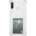 Caseworld Huawei P30 Lite Kapak ile Uyumlu Kamera Korumalı Kartlıklı Darbe Emici Özellikli Şeffaf Silikon Kılıf