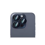 CaseWorld iPhone 15 Pro Max ile Uyumlu CaseWorld Alloy Serisi Oleofobik Anti Reflective Kamera Lens Koruyucu Mavi
