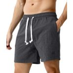 Casey Kevin Erkek bermuda şort, pamuk koşu pantolonu, kısa pantolon, spor pantolonu, antrenman pantolonu, eşofman altı, tenis pantolonu, uyku şortu, H2-koyu gri, S