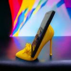 Casey Store Telefonunuz Da Topuklu Giyer! 👠fiyonklu Stiletto Topuklu Ayakkabı Telefon Tutucu Standı - Sarı