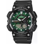 Casio Aeq-110W-3A2vdf Quartz Silikon Siyah Yeşil Kadran 10 Atm 48 Mm Erkek Kol Saati