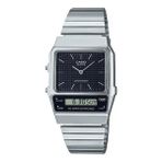 Casio AQ-800E-1ADF Retro Kol Saati Çelik Malzeme 3 ATM Suya Dayanıklı Kronometreli - Gümüş