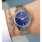 Casio Çelik Bilezik Mavi Kadran Kadın Kol Saati - Zirkon Taşlı Bileklik Hediyeli