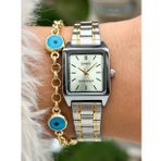 Casio Çelik Kordon,Gümüş Renk, Kare Kasa , Kadın Kol Saati+Bileklik
