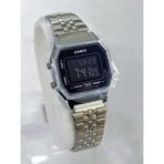 Casio Çelik Kordonlu, Dijital, Alarm, Kronometreli, Işıklı, Su Geçirmez, 2 Yıl Garantili Kadın Kol Saati - Siyah