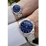 Casio CSISTE79 Kadranı Lacivert Kordonu Gümüş Renk Hediye Paketli Sevgili Çift Kol Saati