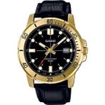 Casio Erkek Kol Saati MTP-VD01GL-1EVUDF Altın Kasa Siyah Deri Kordon Suya Dayanıklı Fonksiyonlar