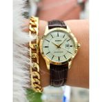 Casio Full Çelik Kasa Deri Kordon Kahverengi Lüx Kol Saati + Bileklik