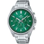 Casio Gümüş Renkli Çelik Kordonlu Erkek Kol Saati 100 Metre Su Geçirmez - Gümüş - Yeşil