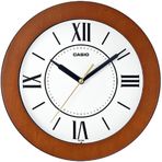 Casio IQ-126-5BDF Plastik Kasa Kahverengi Renkli 26 cm Çaplı Modern Quartz Saniye Mekanizmalı Duvar Saati