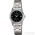 Casio Ltp-V002d-1Audf Quartz Çelik Gri Siyah Kadran 25 Mm Kadın Kol Saati