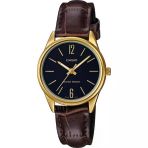 Casio Ltp-V005gl-1Budf Quartz Deri Kahve Siyah Kadran 28 Mm Kadın Kol Saati