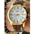 Casio Marka Gümüş Renk Çelik Kasa,Deri Kordon Lüx Kahverengi Kadran Erkek Kol Saati+Bileklik Hediyeli