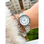 Casio Marka Gümüş Renk, Çelik Kordon Sertifikalı Retro Rakamlı Kadın Kol Saati+Bileklik