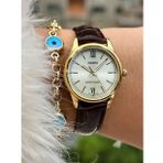 Casio Marka, Kahverengi Deri Kordon, Kadın Kol Saati+Bileklik