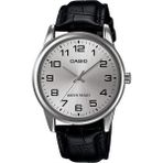 Casio MTP-V001L-7BUDF Suya Dayanıklı Erkek Kol Saati Metal Kasa Gri Kadran Siyah Deri Kordon