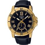 Casio MTP-VD200GL-1BUDF Kol Saati Erkekler İçin Altın Kasa Siyah Deri Kordon 10 ATM Suya Dayanıklı