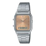 Casio Retro Aq-230A-4Amqydf Quartz Çelik Gri Turuncu Kadran 30 Mm Erkek Kol Saati