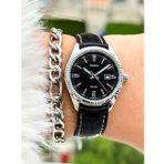 Casio Siyah Deri Kordon,Gümüş Renk Kasa, Takvmli Kadın Kol Saati+Bileklik