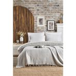 Casnack Çift Kişilik Pike 1500 gr Klasik Desen Açık Gri Pamuk Kumaş 200X230 cm