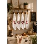 Casnack Love Nakışlı 4\'lü Mutfak ve El&yüz Havlu Seti 30X50 cm - Beyaz - 30 x 50 cm