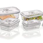 Caso 1197 VacuBoxx E-Set Vakum Kabı, 4 Adet, Vakumlu El Pompası Ve Adaptör Dahil, BPA İçermez