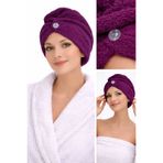 CASPARA Kadın Saç Bonesi / Saç Havlusu Lastikli , Düğmeli , Mikrofiber (7 Renk) Banyo Havlusu Hızlı Kuruyan