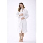 Caspara Pamuklu Premium Bornoz I Unisex I Ultra - Soft I Bornoz I Şal Yaka I Çeyiz I Erkek & Kadın Bornoz - S - M - Beyaz