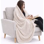 Caspara Premium Peluş Wellsoft Tv Battaniyesi 110 x 170 Yumuşak & Sıcak Koltuk Battaniyesi Unisex - Ekru - 110 x 170 cm