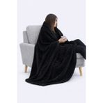 Caspara Premium Peluş Wellsoft Tv Battaniyesi 110 x 170 Yumuşak & Sıcak Koltuk Battaniyesi Unisex - Siyah - 110 x 170 cm