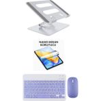 Casper Via L30 Uyumlu Stand Ekran Koruyucu Klavye Mouse Set - Mor