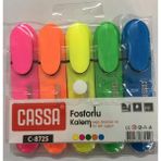 Cassa Fosforlu Kalem 5'li Paket Renkli Kalemler Kağıt Fotokopi İçin Uygun