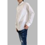 Cassida Beyaz Keten Slim Fit Uzun Kol Erkek Gömlek - 001 - Beyaz - 2XL