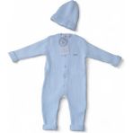 Cassiope Unisex Bebek Trikolu Kışlık Örme 2'li Takım Tulum+Şapka Mavi 3AY - 3 Ay