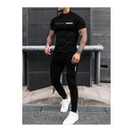 CAST COLLECTİON Erkek Siyah Balance Baskılı Oversize Tshirt Siyah Yazlık Eşofman Takım