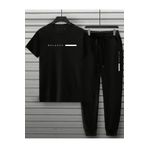 CAST COLLECTİON Erkek Siyah Balance Baskılı Tshirt Siyah Yazlık Eşofman Takım