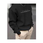 CAST COLLECTİON Erkek Siyah Paris Baskılı Bisiklet Yaka Sweatshirt