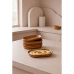 CASTEROLİ Ahşap Görünümlü Mini Oval Meze Tabağı 8’li Set – 14 × 12 cm