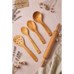 Castle Kitchen Ahşap Tahta Mutfak Kaşık Seti 5 Parça Kayın , Şimşir Ve Bambu Ağacı St-004