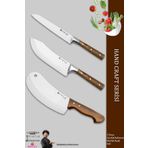 CASTLE KITCHEN Hand Craft Mutfak Bıçak Seti Et Ekmek Sebze Salata Şef Bıçağı 3 Lü Set Günlük Kullanım ( Mft-090 )
