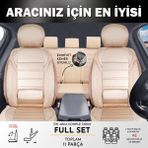 Castor Otomotiv Audi E-Tron Uyumlu Lüx Bel Destekli Yarı Deri Oto Koltuk Kılıfı Mars Series Bej Renk