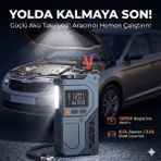 Castu 12000MAH Akü Takviye ve Lastik Şişirme Kompresörü – 4’ü 1 Arada Jump Starter, 150 Psı Dijital Hava Pompası, Powerbank, LED Fener, Taşınabilir Araç Akü Takviye Cihazı Cs 70 Plus Max
