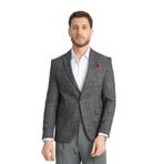 Caswino Erkek Siyah Ekose Slim Fit Mono Yaka Spor Blazer Ceket Siyah 54/6