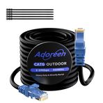 Cat 6 Dış Mekan Ethernet Kablosu 100 ft, Adoreen Gbps Ağır Hizmet Tipi İnternet Kablosu (25-300 ft) Destek POE Cat6 Cat 5e Cat 5 Ağ Kablosu RJ45 Yama Kablosu, UV Su Geçirmez Doğrudan Gömme ve İç