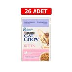 Cat Chow 26x85 gr Kitten Kuzu Etli Ve Kabaklı Yavru Kedi Islak Maması
