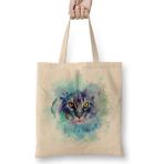 Cat Color Kedi Bez Çanta Uzun Saplı - Açık Bej - 40 X 40