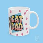 Cat Dad Yazılı Kedi Babası Kedi Sever Temalı Porselen Hediyelik Kahve Kupası - Beyaz - 325 ml