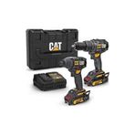Cat DX12K Çift Akülü Şarjlı 18 V 2.0 Ah Darbeli Matkap+DX71 Darbeli Tornavida Kombo Set