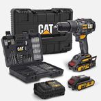Cat DX12SET 18Volt/2.0Ah Li-ion Çift Akülü Kömürsüz Profesyonel Şarjlı Darbeli Matkap (201 Parça Delme/Vidalama Uç Seti
